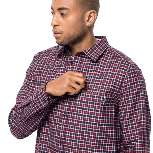 Jack Wolfskin Cordovan Red Checks Hot Men's Bergweg Shirt