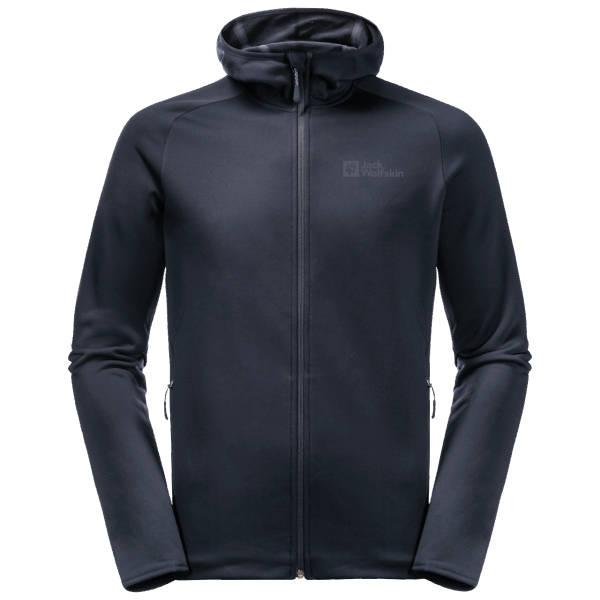 Nachtblauwe Jack Wolfskin Baiselberg-herencapuchon Met Volledige Ritssluiting Van Merken