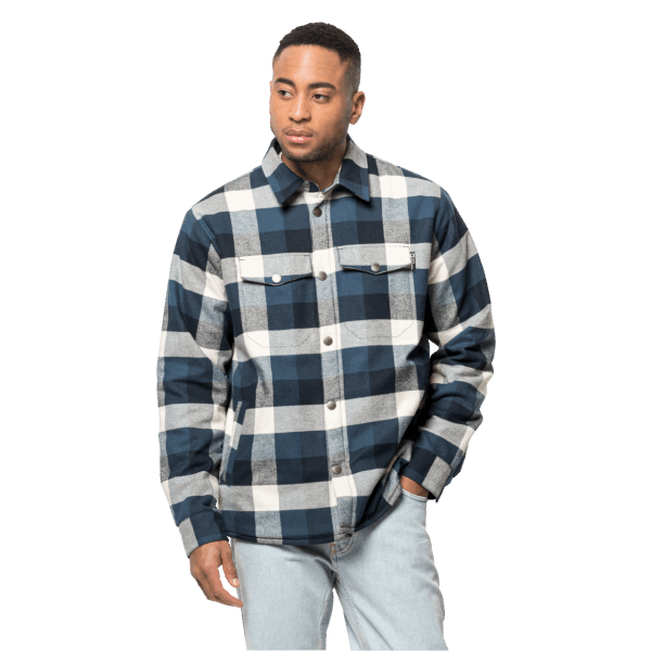 Origins Donderblauw Geruit Jack Wolfskin Felsenweg Geïsoleerd Herenoverhemd