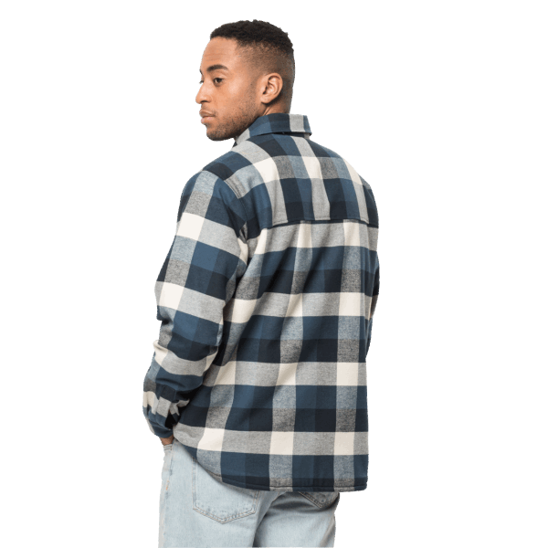 Origins Donderblauw Geruit Jack Wolfskin Felsenweg Geïsoleerd Herenoverhemd