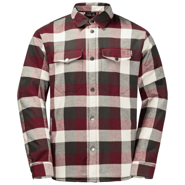 Heren Felsenweg Geïsoleerd Overhemd Jack Wolfskin Cordovan Rode Ruiten Merken