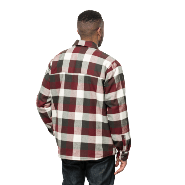 Heren Felsenweg Geïsoleerd Overhemd Jack Wolfskin Cordovan Rode Ruiten Merken