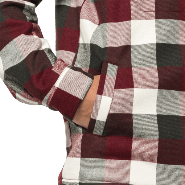 Heren Felsenweg Geïsoleerd Overhemd Jack Wolfskin Cordovan Rode Ruiten Merken