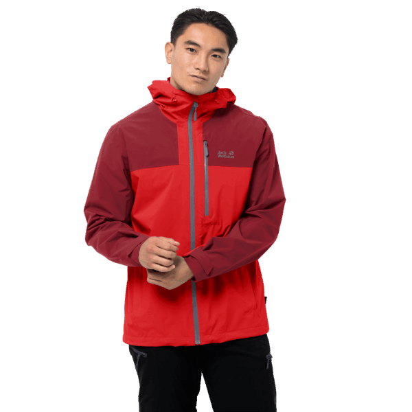 Vurige Rode Jack Wolfskin Heren Go Hike Jas Nieuw
