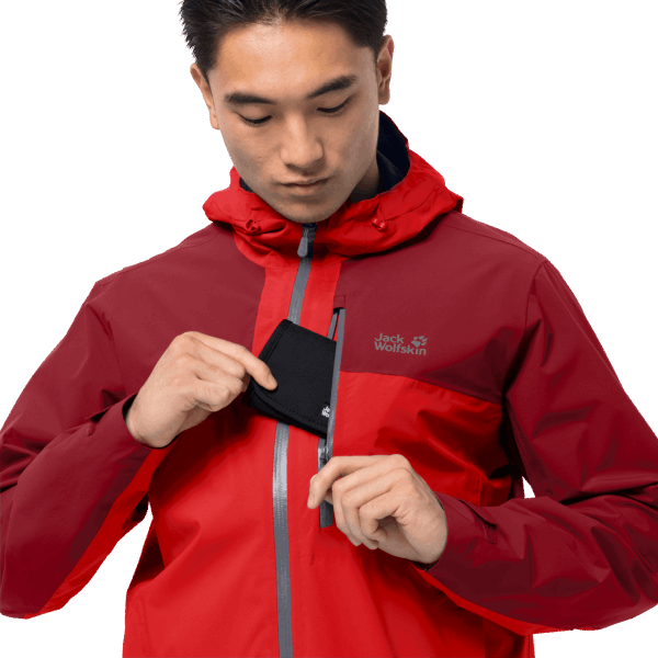 Vurige Rode Jack Wolfskin Heren Go Hike Jas Nieuw