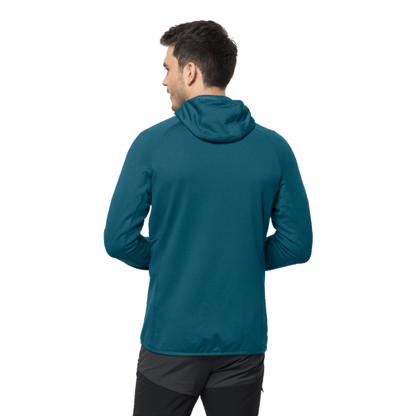 Beste Blauwe Koraalkleurige Hydrogrid Jack Wolfskin Met Capuchon En Volledige Rits Voor Heren