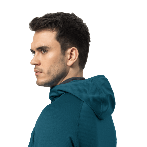 Beste Blauwe Koraalkleurige Hydrogrid Jack Wolfskin Met Capuchon En Volledige Rits Voor Heren