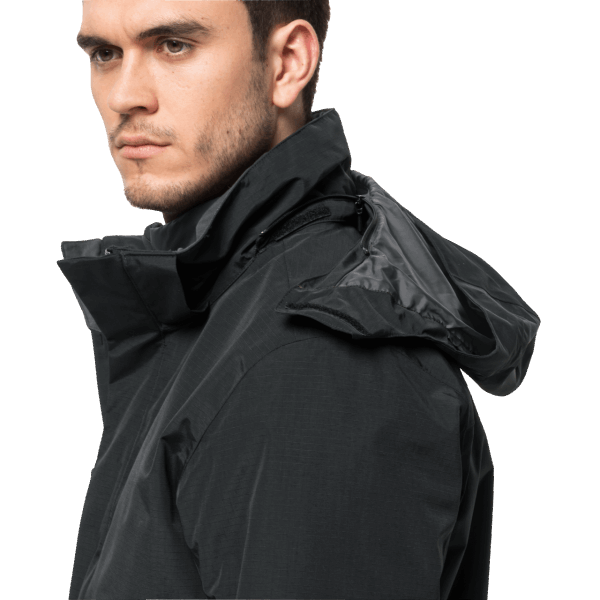 Jack Wolfskin Hete Zwarte Bergland 3in1 Herenjas