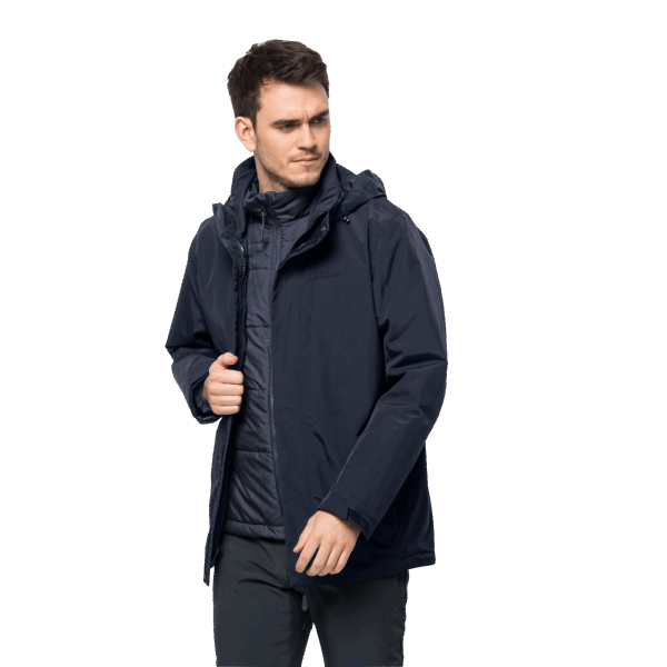Jack Wolfskin Heren Bergland 3in1 Jas New Night Blue