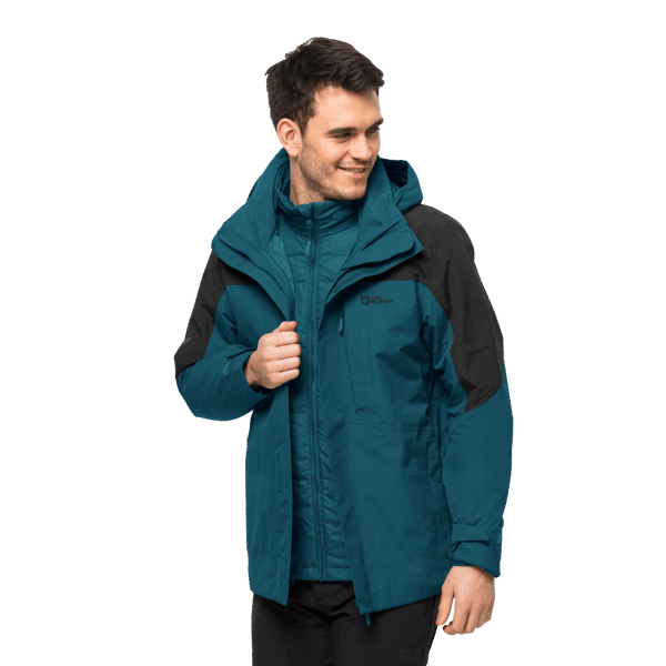 Nieuwe Blauwe Koraal Jack Wolfskin Heren Romberg 3in1 Jas