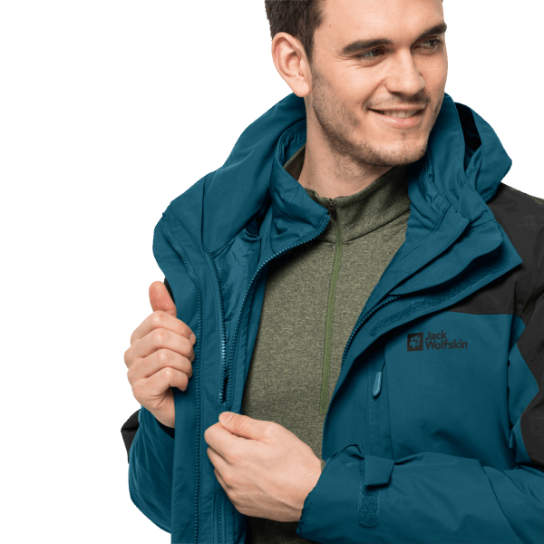 Nieuwe Blauwe Koraal Jack Wolfskin Heren Romberg 3in1 Jas