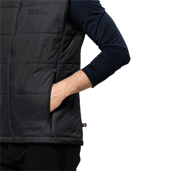 Zwart Origins Jack Wolfskin Geïsoleerd Bergland Vest Voor Heren