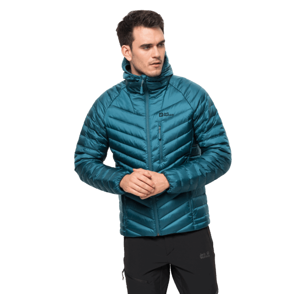 Blauwe Koraal Passamani Donzen Hoody Voor Heren Originele Jack Wolfskin