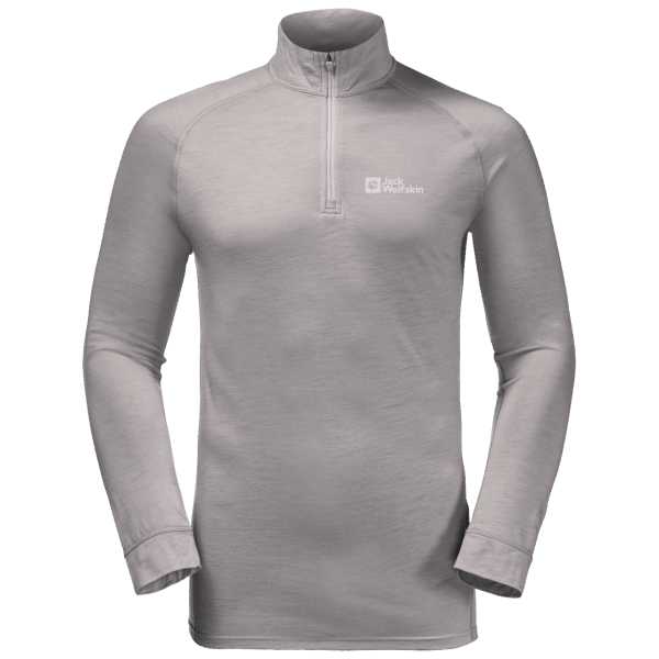 Jack Wolfskin Grijze Heide Mode Heren Alpspitze Wollen Lange Mouw Halve Rits