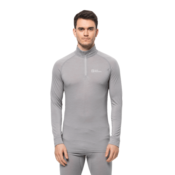 Jack Wolfskin Grijze Heide Mode Heren Alpspitze Wollen Lange Mouw Halve Rits