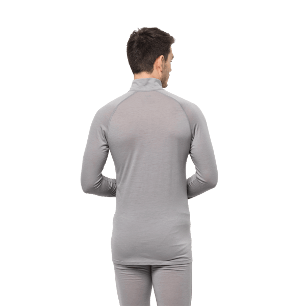 Jack Wolfskin Grijze Heide Mode Heren Alpspitze Wollen Lange Mouw Halve Rits