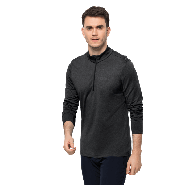 Jack Wolfskin Heren Sky Thermal Halve Rits Merk Zwart