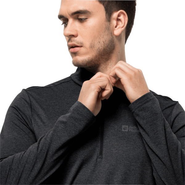 Jack Wolfskin Heren Sky Thermal Halve Rits Merk Zwart