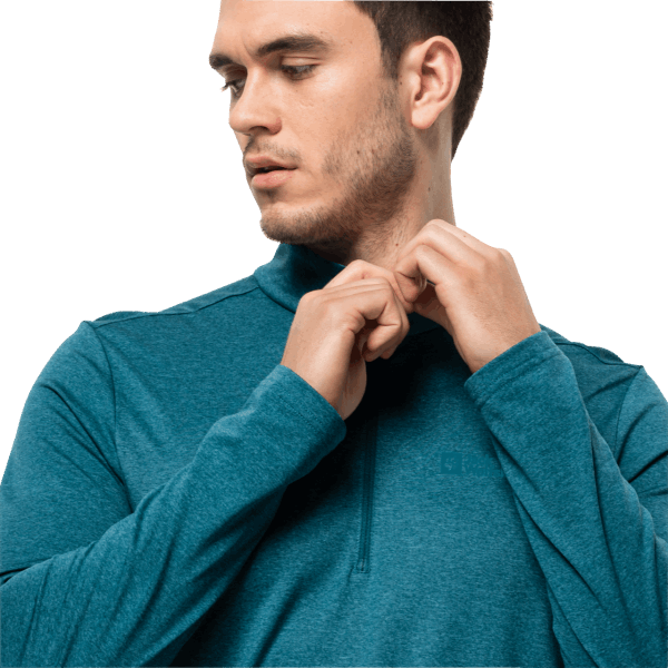 Blue Coral Jack Wolfskin Brands Heren Sky Thermische Halve Rits