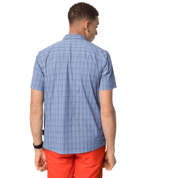 Jack Wolfskin Heren Stralen Stretch Vent Overhemd Overhemd Blauw Geruit Nieuw