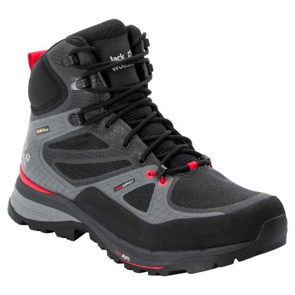 Zwart-rode Heren Force Trekker Texapore Mid Jack Wolfskin Collecties