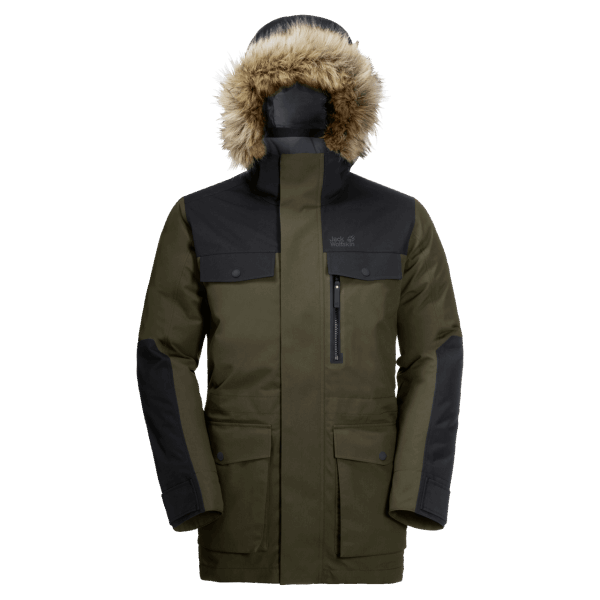 Heren Glacier Bay Parka Bonsai Groene Jack Wolfskin Mode