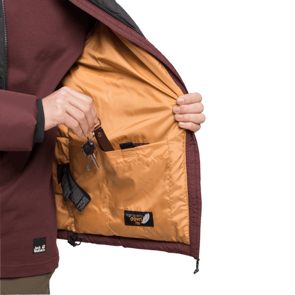 Hot Jack Wolfskin Heren 365 Onverschrokken Donsjack Cordovan Rood