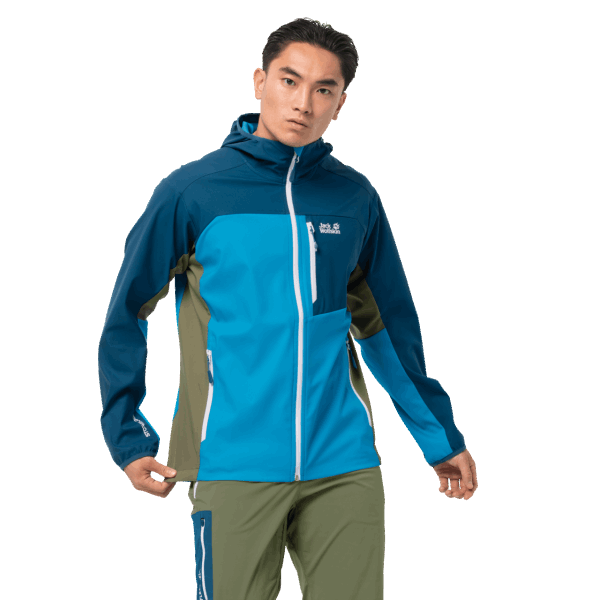 Origineel Heren Eagle Peak Ii Softshell Jack Wolfskin Blauw Juweel