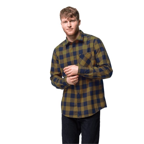 Jack Wolfskin Red River Overhemd Golden Amber Checks Collectie