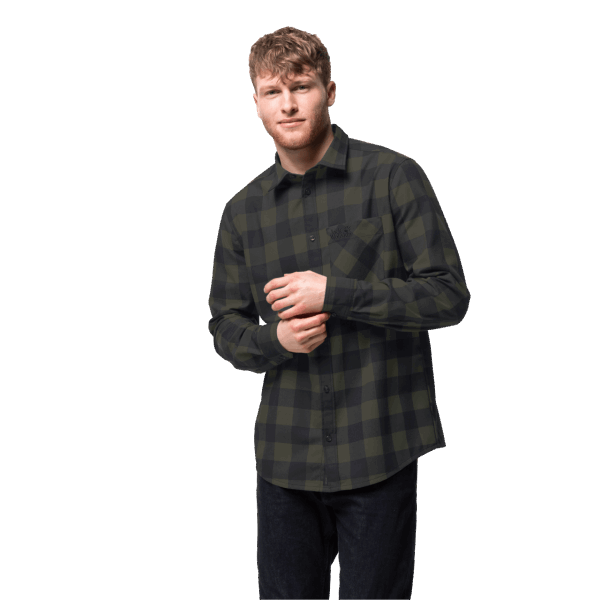 Jack Wolfskin Red River Overhemd Collecties Bonsai Groene Ruiten
