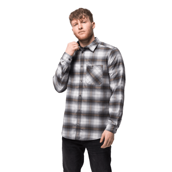Kiezelgrijs Geruit Lichtvalley-overhemd Van Het Merk Jack Wolfskin