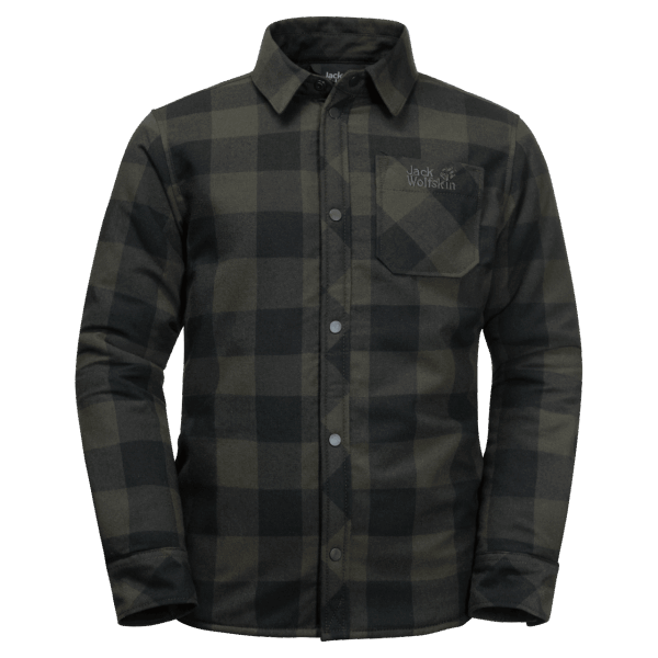 Origins Bonsai Groene Ruiten Jack Wolfskin Whiteville Shacket Voor Kinderen