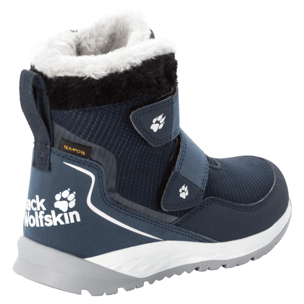 Nieuwe Jack Wolfskin Polar Wolf Texapore Mid Vc Kinder Winterlaarzen Donkerblauw-wit