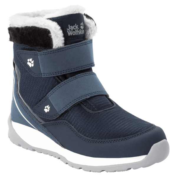 Nieuwe Jack Wolfskin Polar Wolf Texapore Mid Vc Kinder Winterlaarzen Donkerblauw-wit
